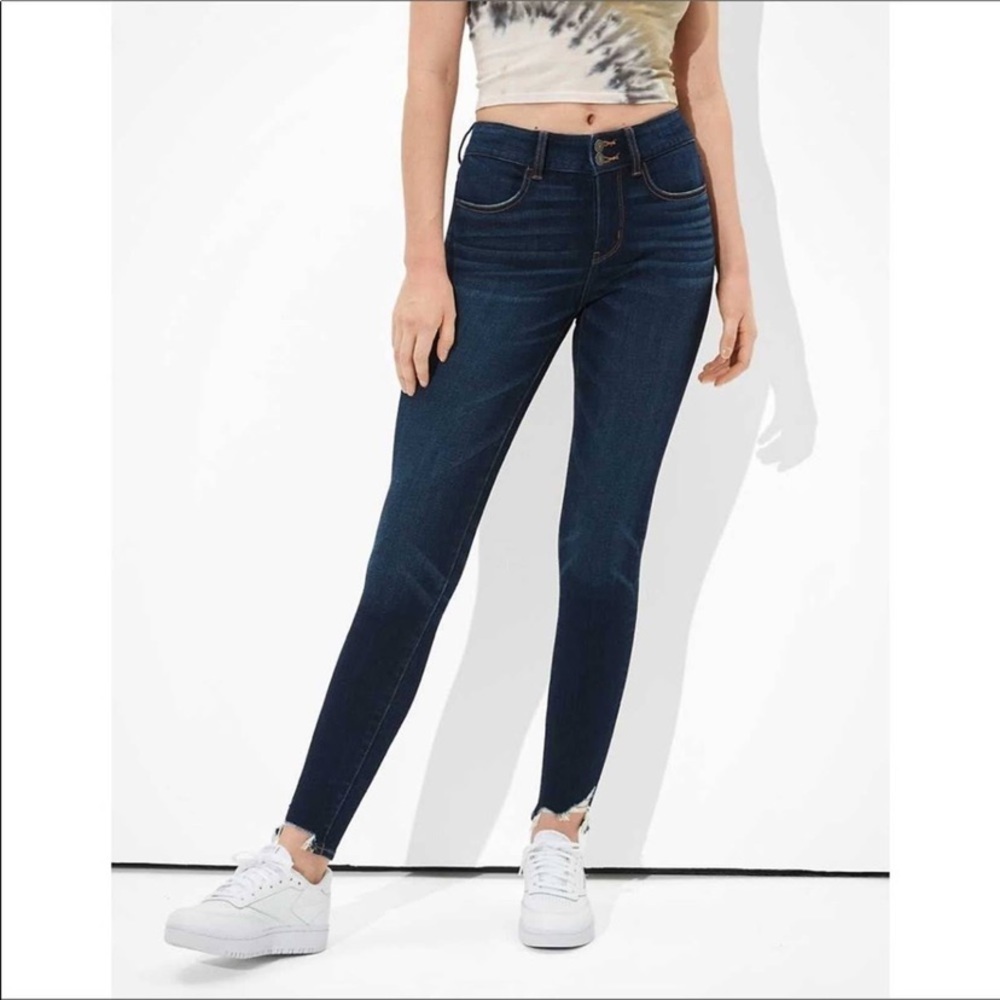 AMERICAN Eagle distressed super high rise jegging crop jeans size 00 short